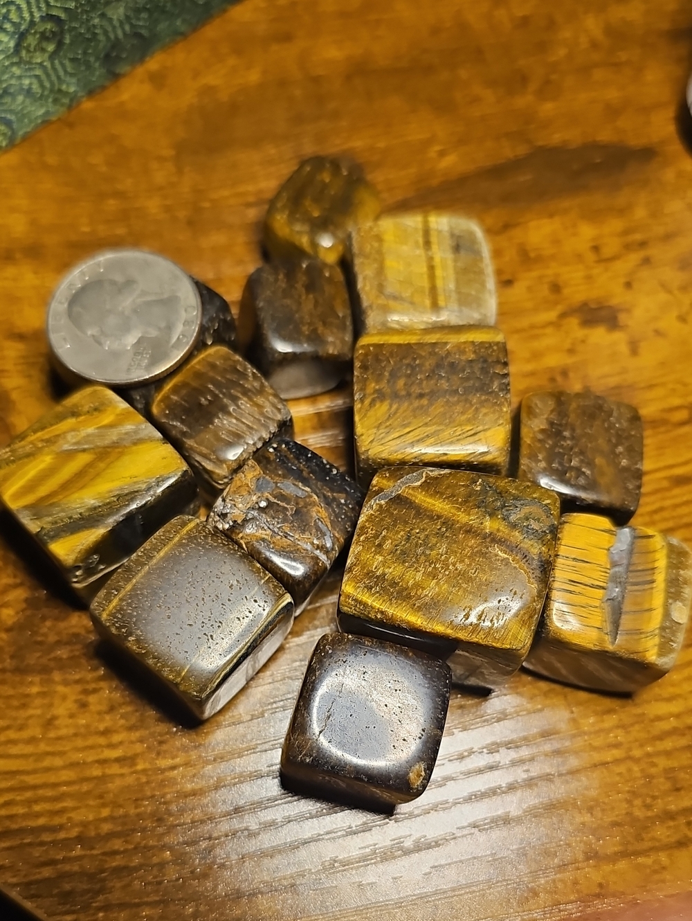 Tumbled Tiger's Eye Gemstone Squares - Golden Brown